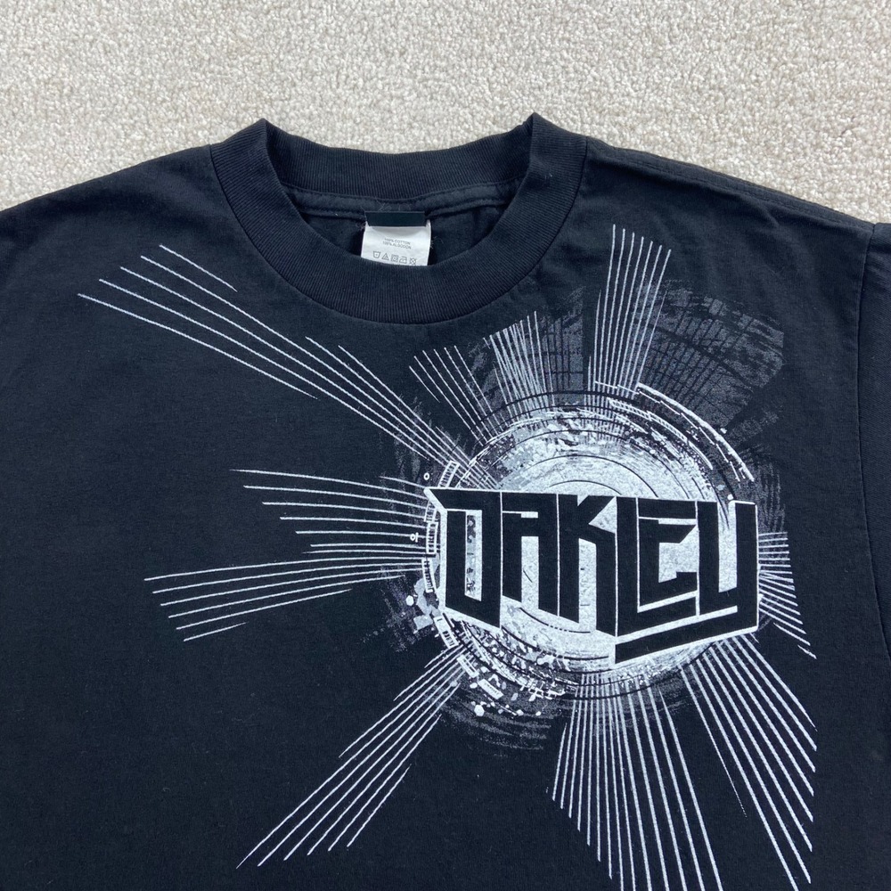 Oakley T-Shirt Mens Medium Black Graphic Logo Short Sleeve Cotton Tee